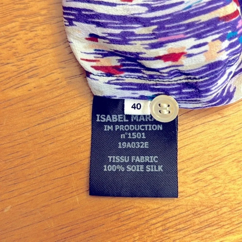 Isabel Marant Étoile yacah Blouse SilkFeather Print Ikat Purple Size 40 (M) - Picture 7 of 13